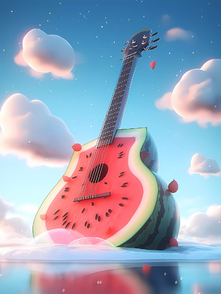 夏日创意水果解暑西瓜吉他造型